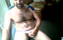 Bear masturbating on webcam