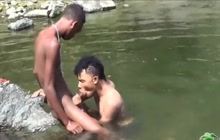 Brazilian twink couple in the river