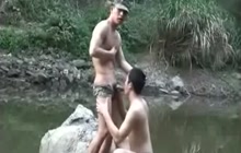 Asian boys fucking by the river
