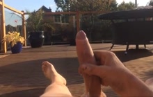 Outdoor video of horny guy jerking off and cumming