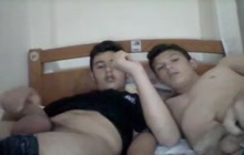 Twinks masturbating together on webcam